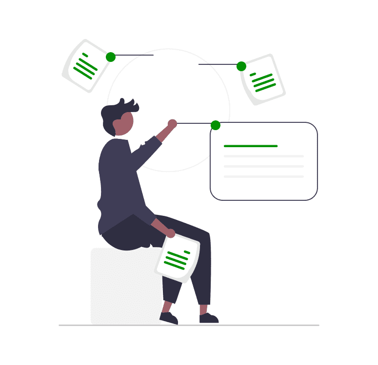 sticky figure of a business person taking a sustainability assessment for their firm